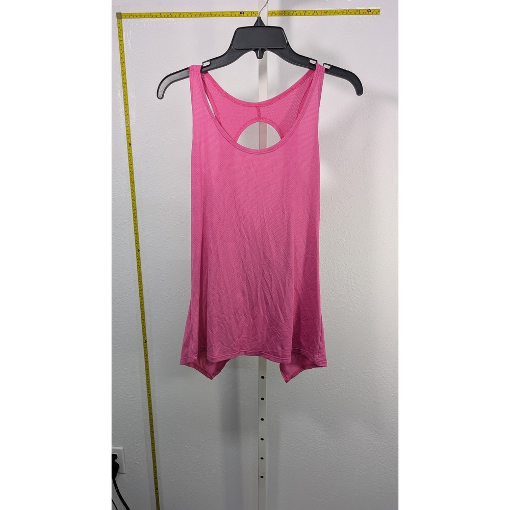 Pink Open Back Mesh Athletic Tank Top Crossover Cutout Activewear Sleeveless